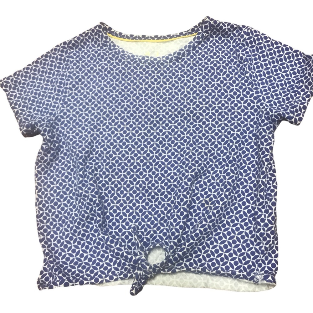 Mini Boden patterned tie waist tee